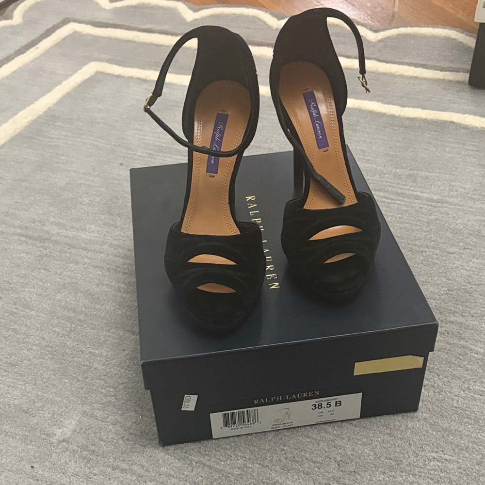 Ralph Lauren Black Strappy Heels